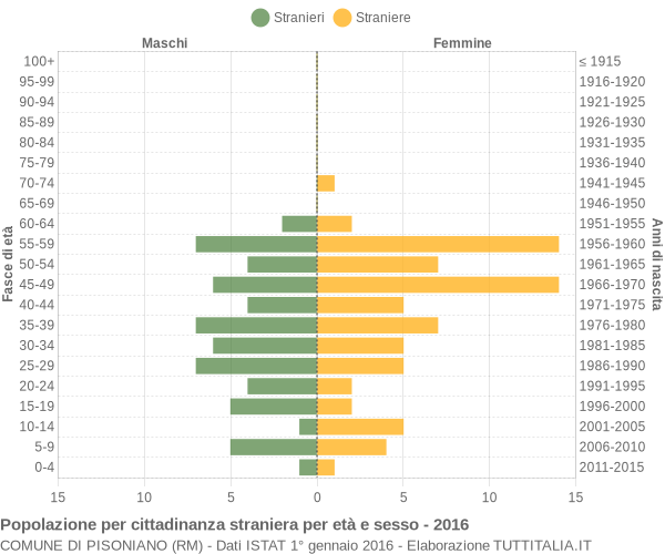 Grafico cittadini stranieri - Pisoniano 2016