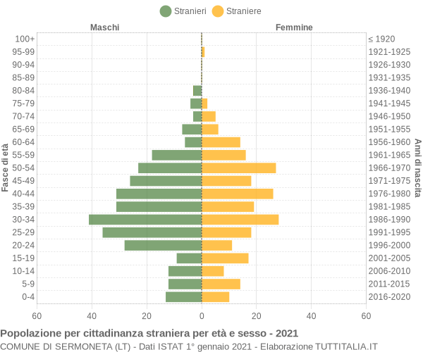 Grafico cittadini stranieri - Sermoneta 2021