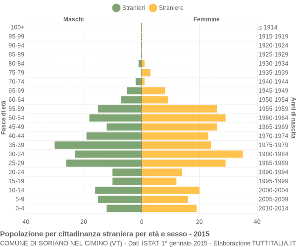 Grafico cittadini stranieri - Soriano nel Cimino 2015