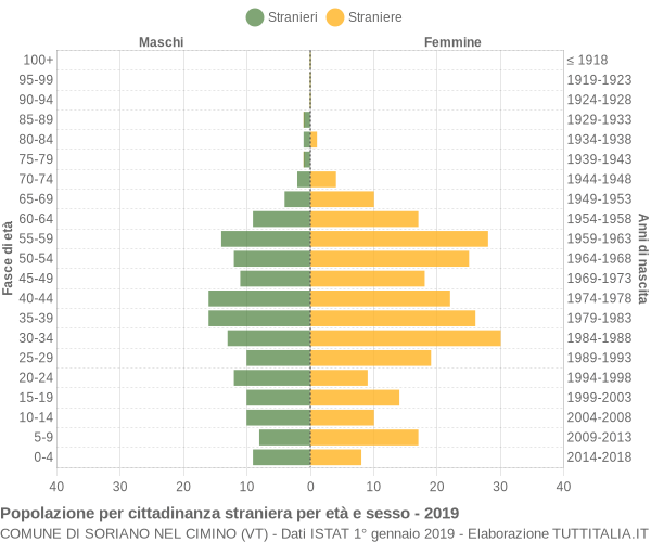 Grafico cittadini stranieri - Soriano nel Cimino 2019