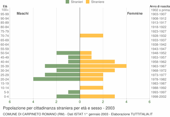 Grafico cittadini stranieri - Carpineto Romano 2003