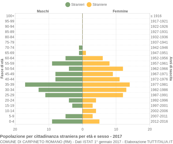 Grafico cittadini stranieri - Carpineto Romano 2017