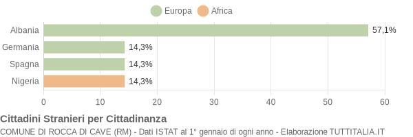 Grafico cittadinanza stranieri - Rocca di Cave 2004