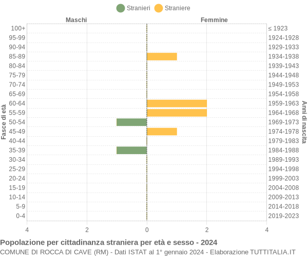 Grafico cittadini stranieri - Rocca di Cave 2024