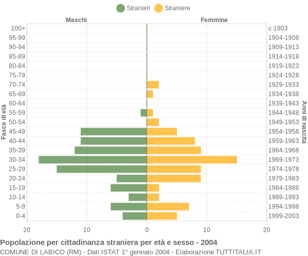 Grafico cittadini stranieri - Labico 2004