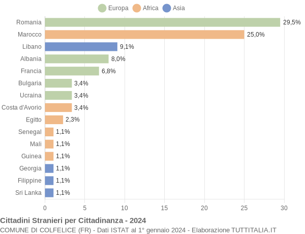 Grafico cittadinanza stranieri - Colfelice 2024