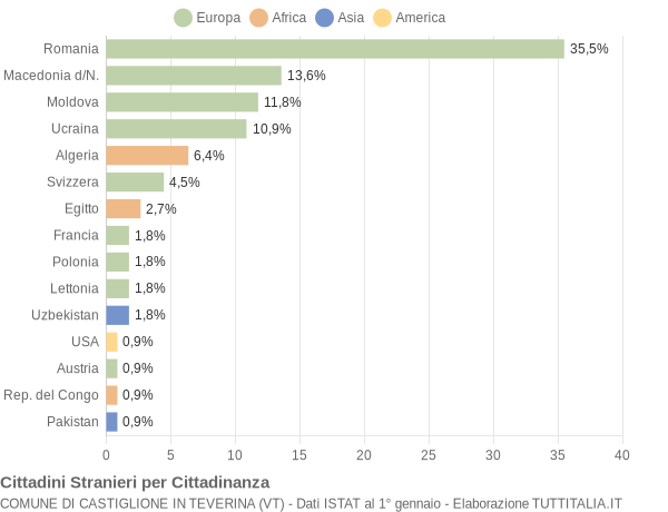 Grafico cittadinanza stranieri - Castiglione in Teverina 2005