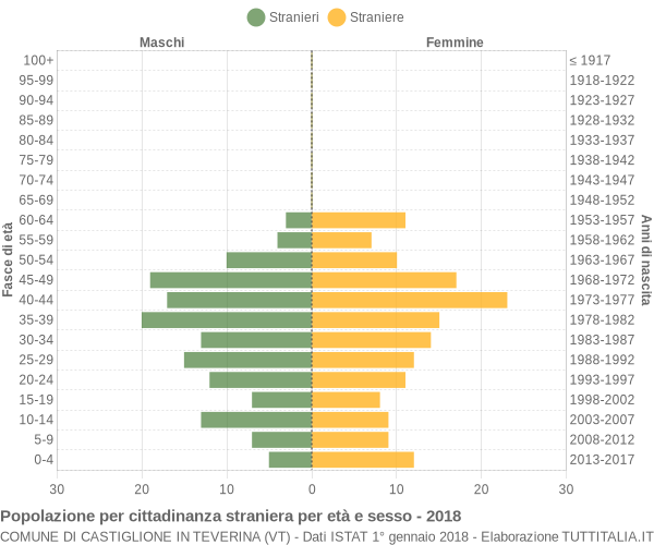 Grafico cittadini stranieri - Castiglione in Teverina 2018