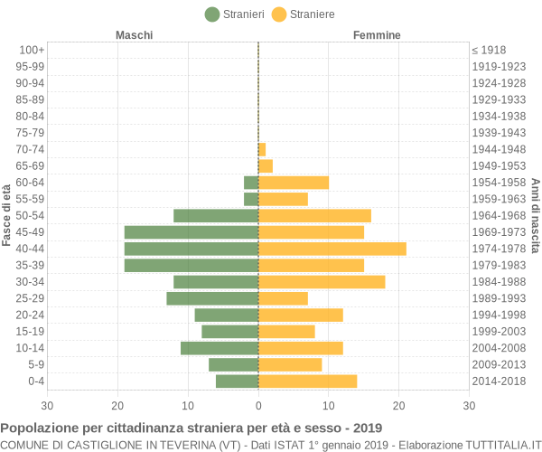 Grafico cittadini stranieri - Castiglione in Teverina 2019