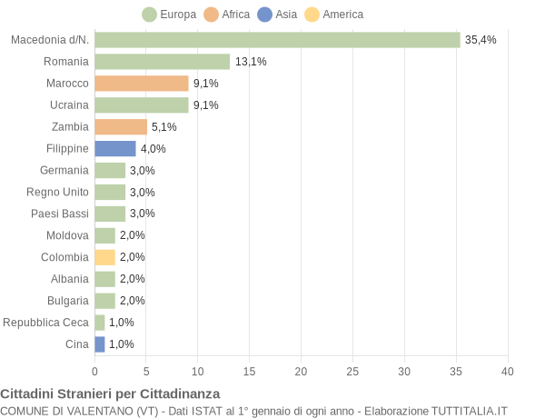 Grafico cittadinanza stranieri - Valentano 2007