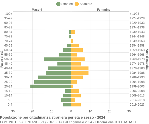 Grafico cittadini stranieri - Valentano 2024