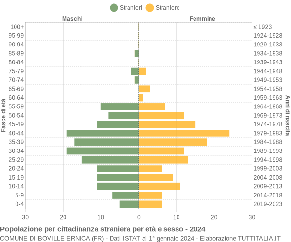 Grafico cittadini stranieri - Boville Ernica 2024