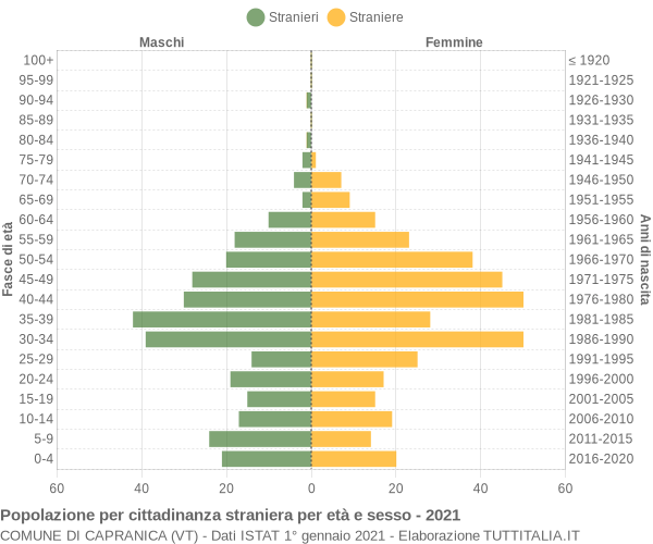 Grafico cittadini stranieri - Capranica 2021