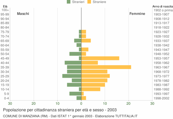 Grafico cittadini stranieri - Manziana 2003