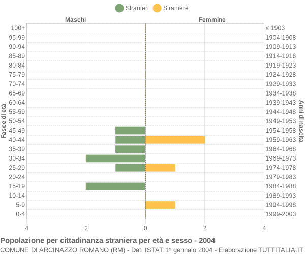 Grafico cittadini stranieri - Arcinazzo Romano 2004