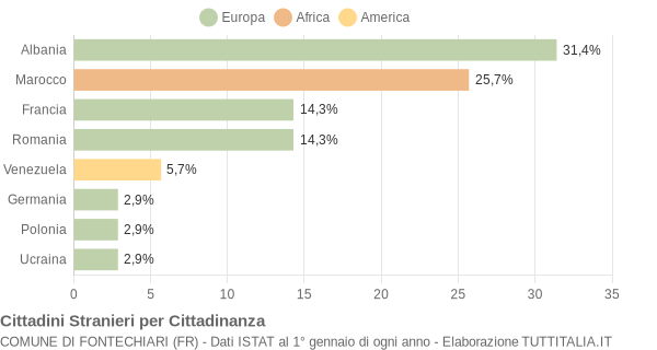 Grafico cittadinanza stranieri - Fontechiari 2010