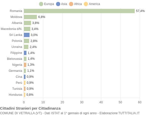 Grafico cittadinanza stranieri - Vetralla 2013