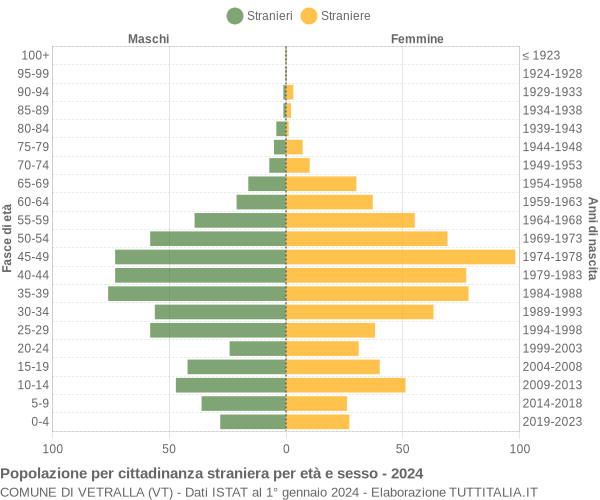 Grafico cittadini stranieri - Vetralla 2024