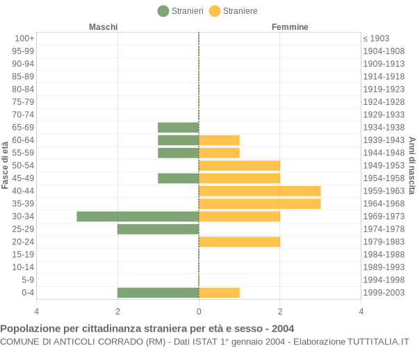 Grafico cittadini stranieri - Anticoli Corrado 2004