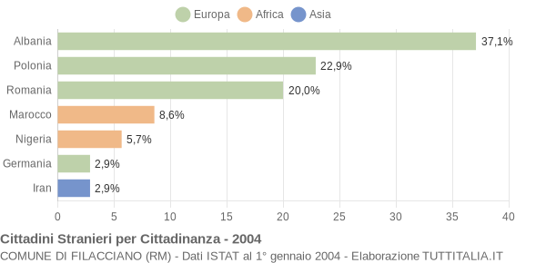 Grafico cittadinanza stranieri - Filacciano 2004