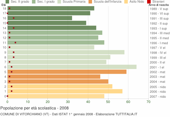 Grafico Popolazione in età scolastica - Vitorchiano 2008