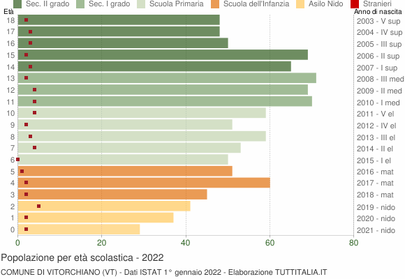 Grafico Popolazione in età scolastica - Vitorchiano 2022