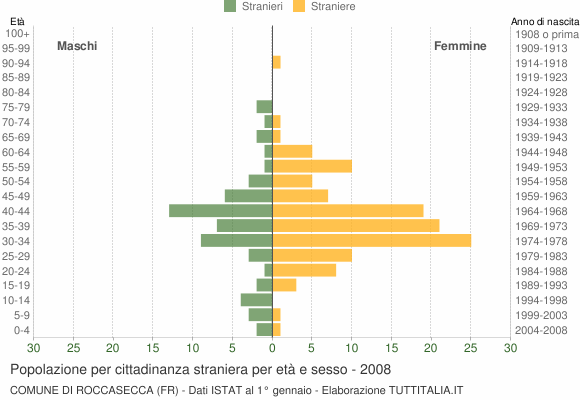 Grafico cittadini stranieri - Roccasecca 2008