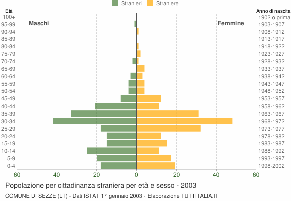 Grafico cittadini stranieri - Sezze 2003