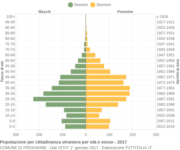 Grafico cittadini stranieri - Frosinone 2017