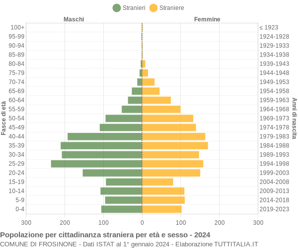 Grafico cittadini stranieri - Frosinone 2024