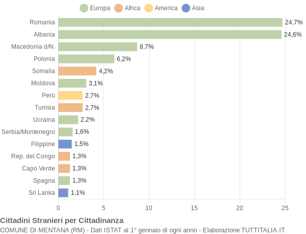 Grafico cittadinanza stranieri - Mentana 2004