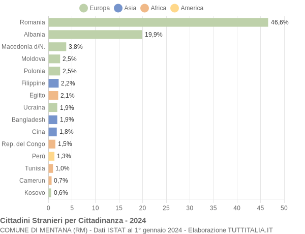 Grafico cittadinanza stranieri - Mentana 2024