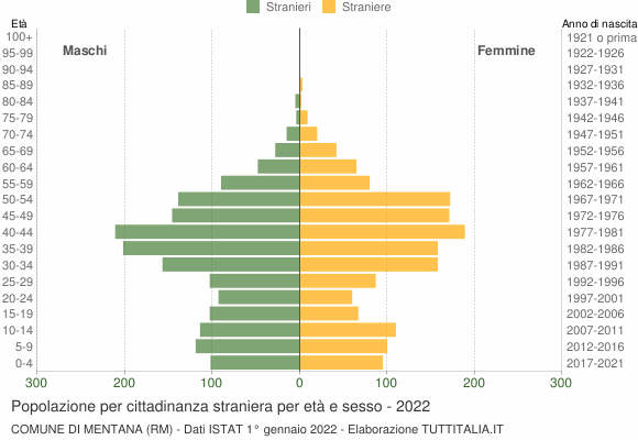 Grafico cittadini stranieri - Mentana 2022