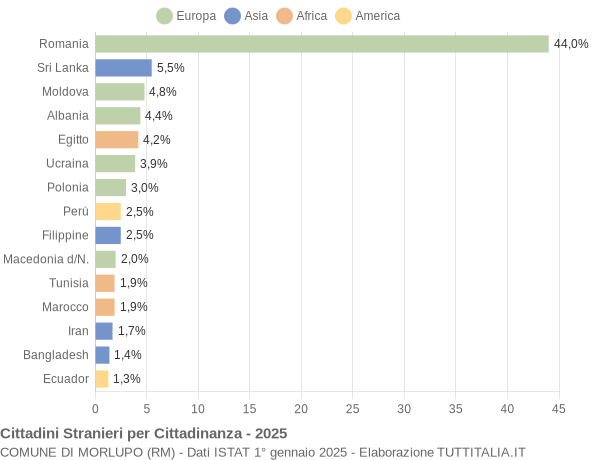 Grafico cittadinanza stranieri - Morlupo 2025
