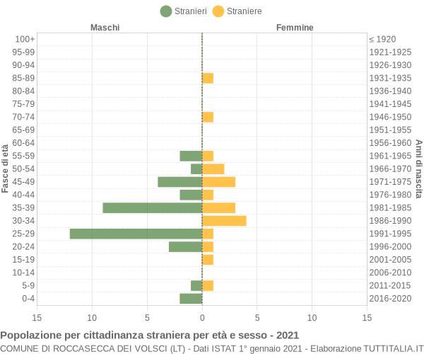 Grafico cittadini stranieri - Roccasecca dei Volsci 2021