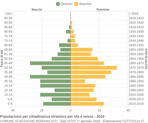 Grafico cittadini stranieri - Bassano Romano 2019