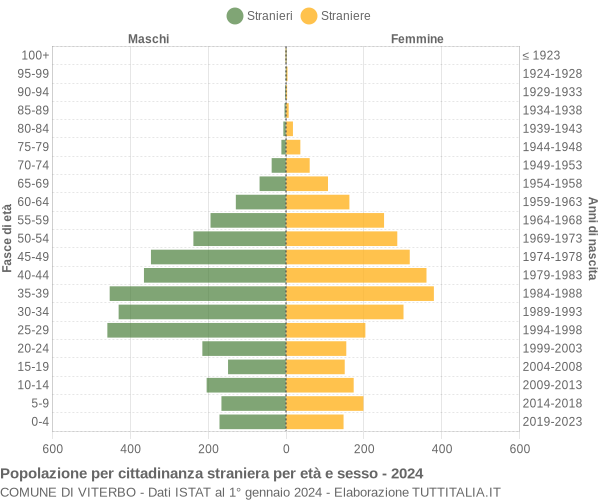 Grafico cittadini stranieri - Viterbo 2024