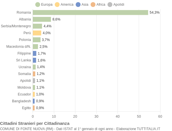 Grafico cittadinanza stranieri - Fonte Nuova 2008