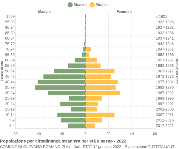 Grafico cittadini stranieri - Olevano Romano 2022