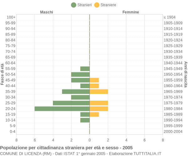 Grafico cittadini stranieri - Licenza 2005