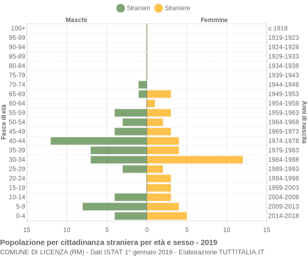 Grafico cittadini stranieri - Licenza 2019