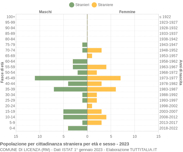 Grafico cittadini stranieri - Licenza 2023