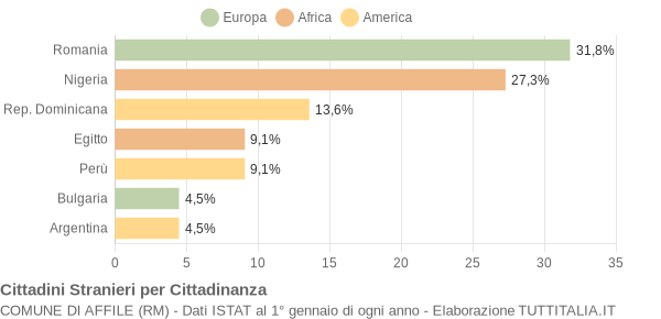 Grafico cittadinanza stranieri - Affile 2007