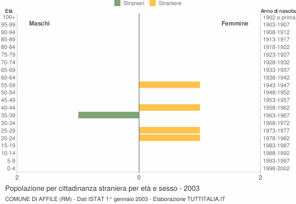 Grafico cittadini stranieri - Affile 2003