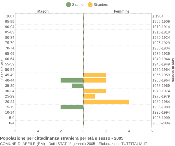 Grafico cittadini stranieri - Affile 2005