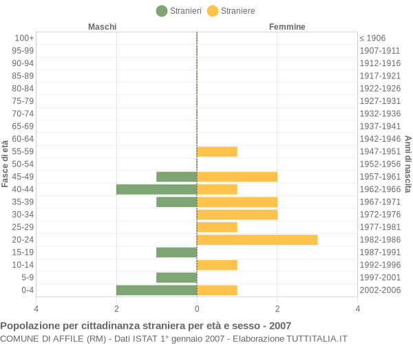 Grafico cittadini stranieri - Affile 2007