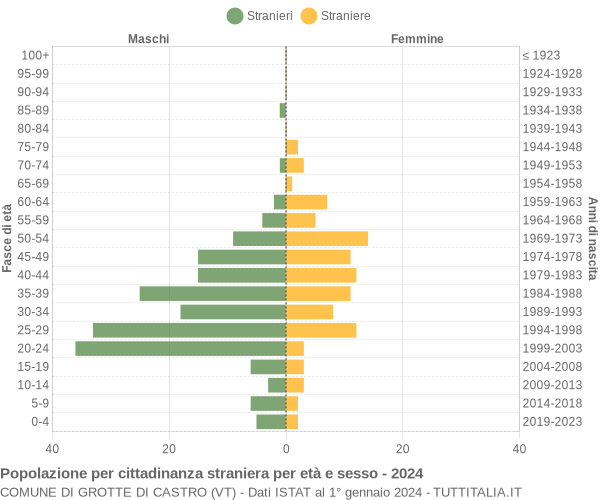 Grafico cittadini stranieri - Grotte di Castro 2024