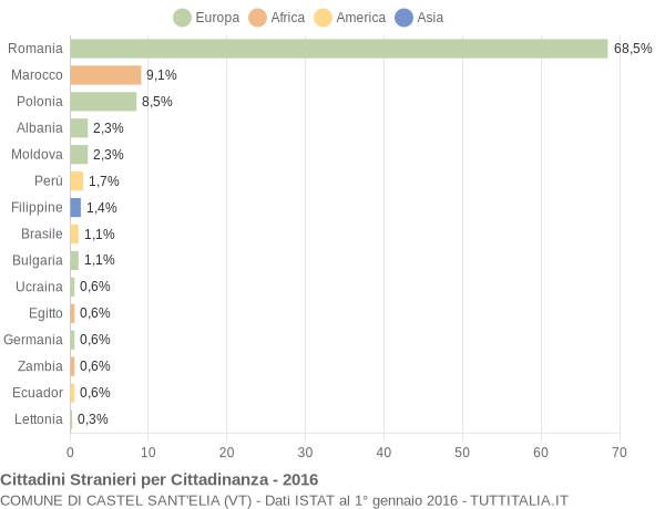 Grafico cittadinanza stranieri - Castel Sant'Elia 2016