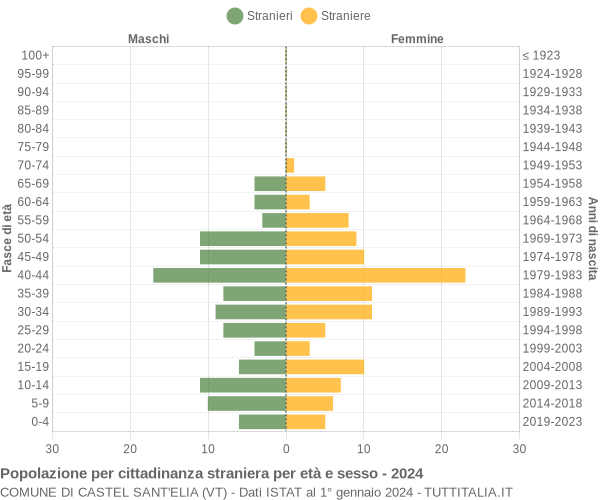 Grafico cittadini stranieri - Castel Sant'Elia 2024