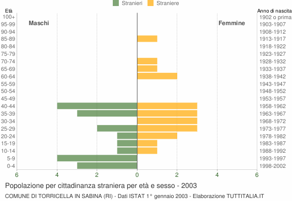 Grafico cittadini stranieri - Torricella in Sabina 2003